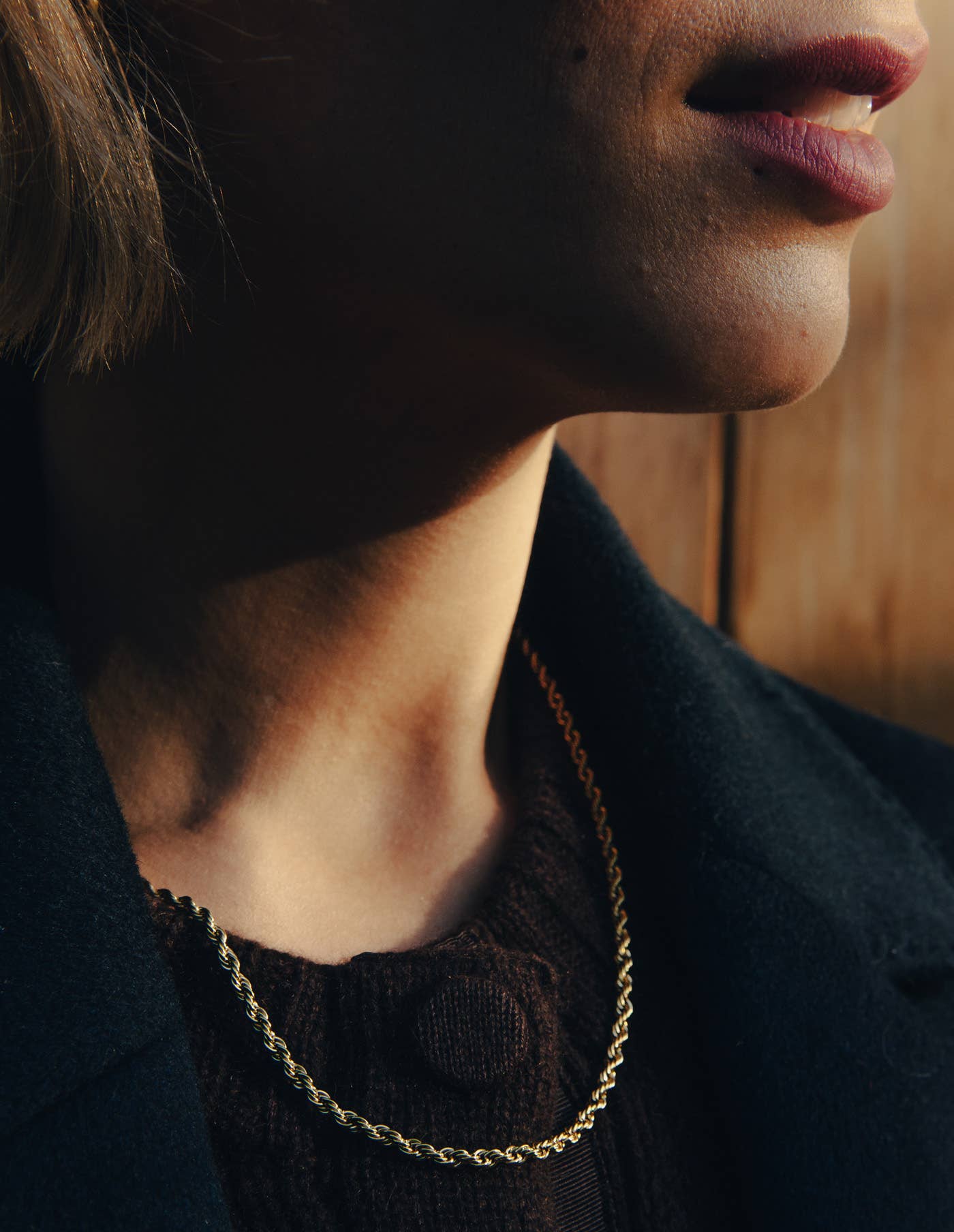 Gold Rope Twist Chain Necklace