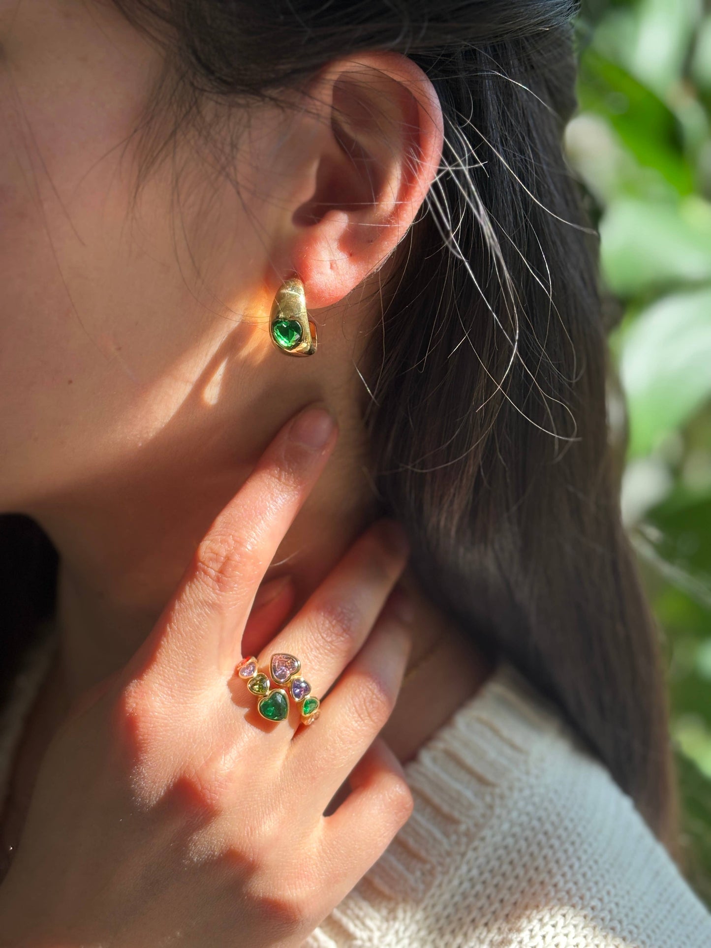 Green Heart Earrings
