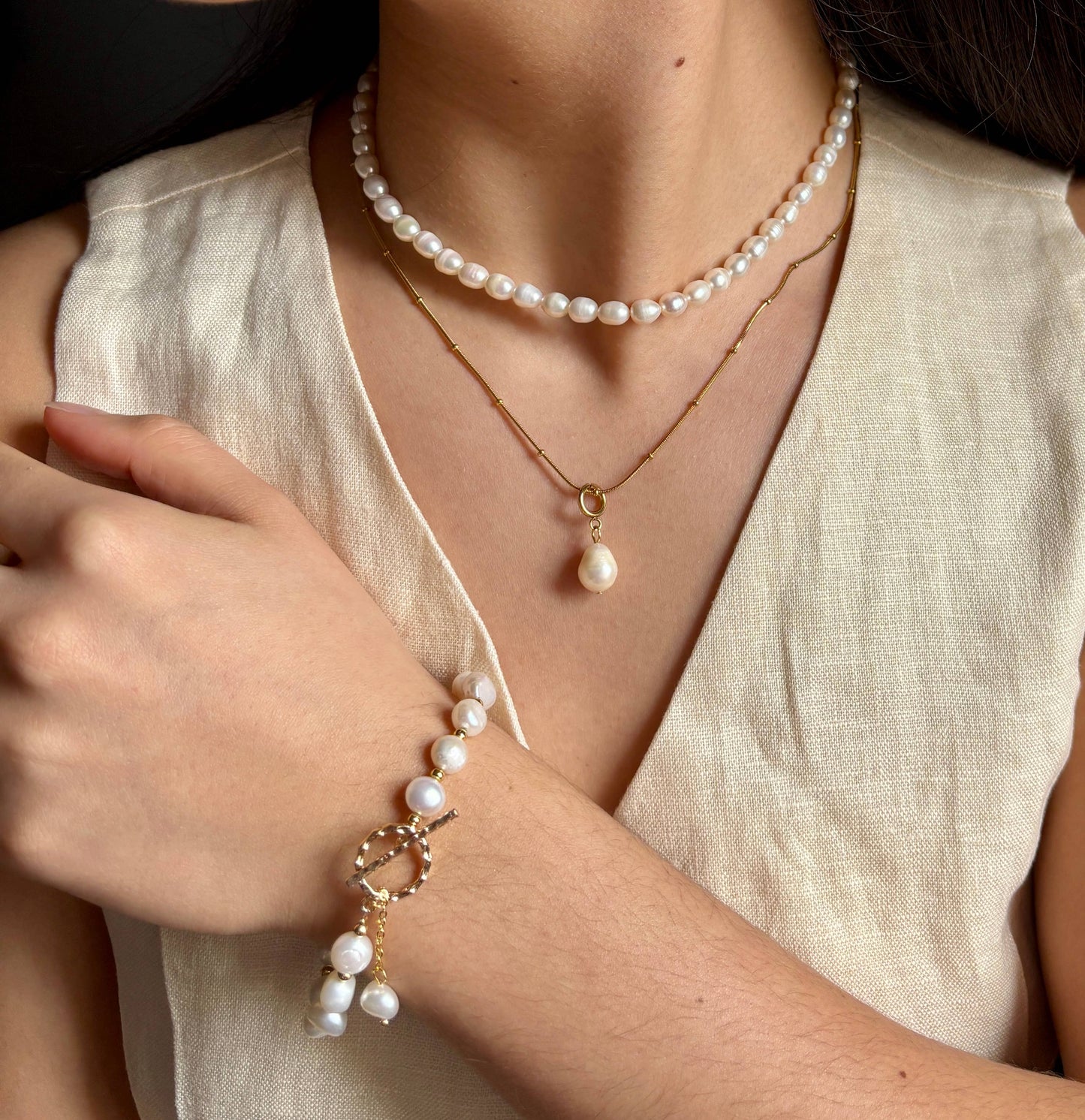 Fresh Water Pearl T Bar Bracelet