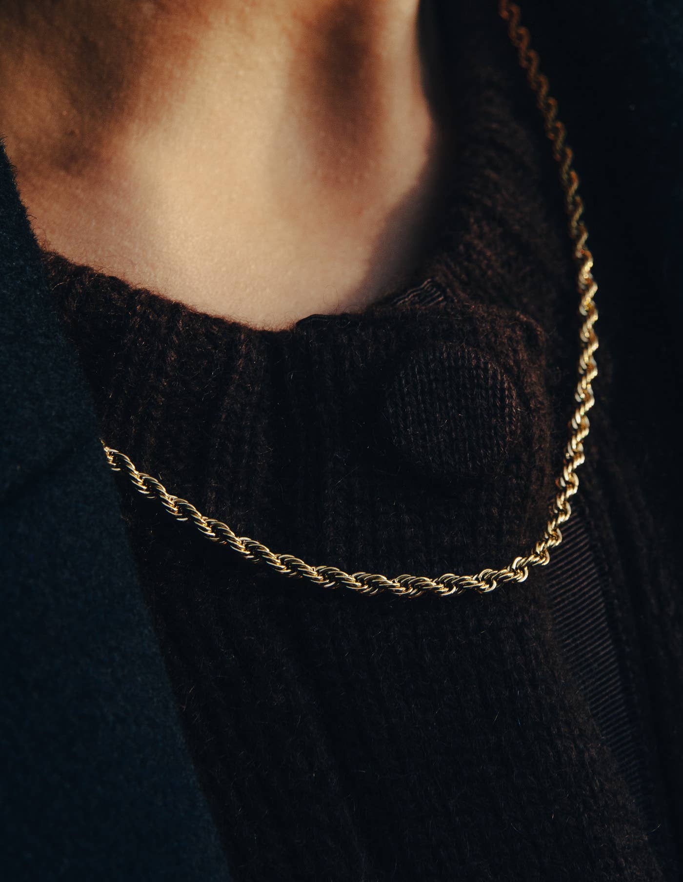 Gold Rope Twist Chain Necklace