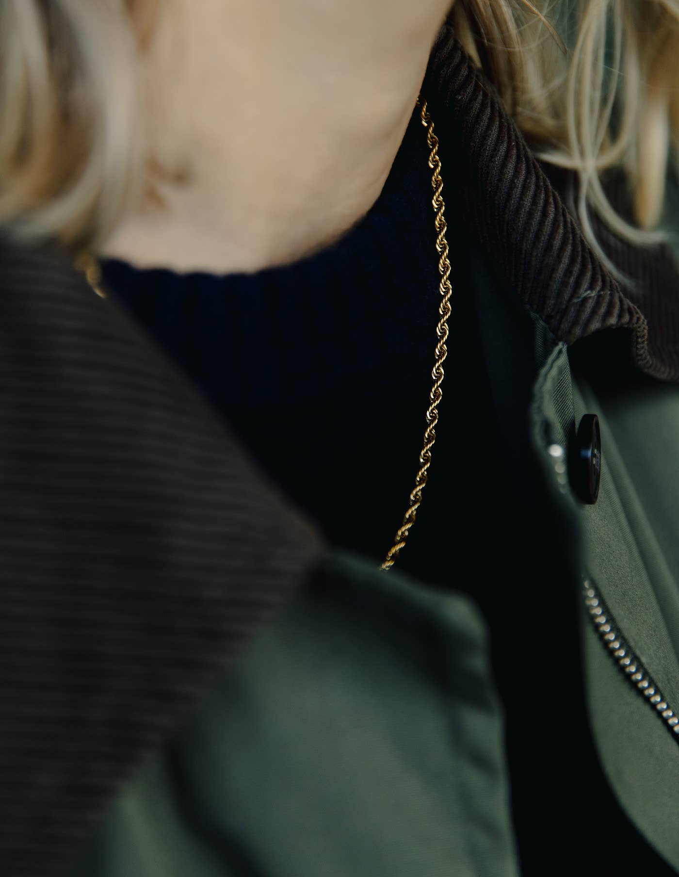 Gold Rope Twist Chain Necklace