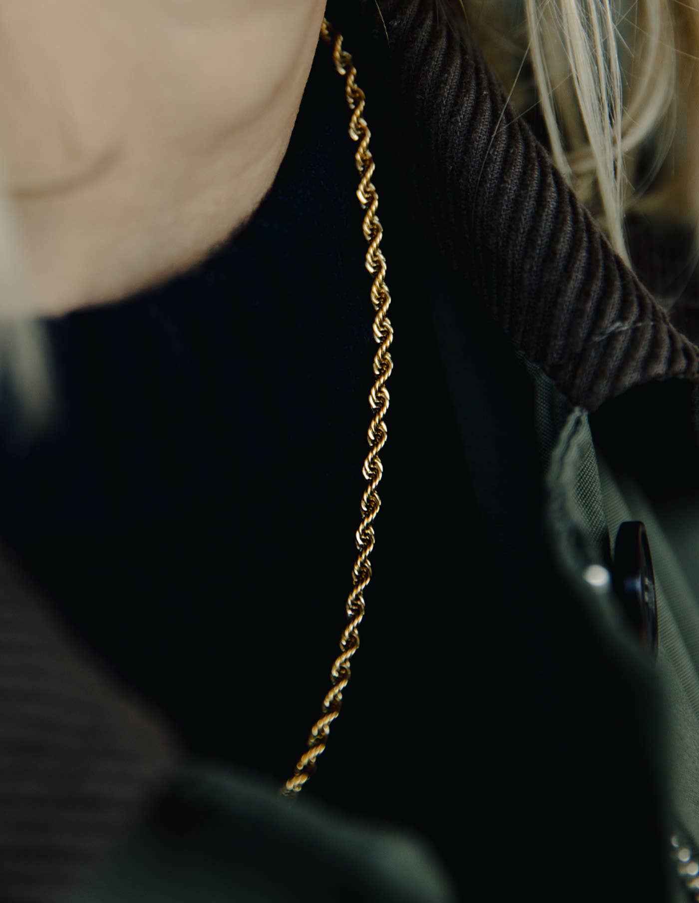 Gold Rope Twist Chain Necklace