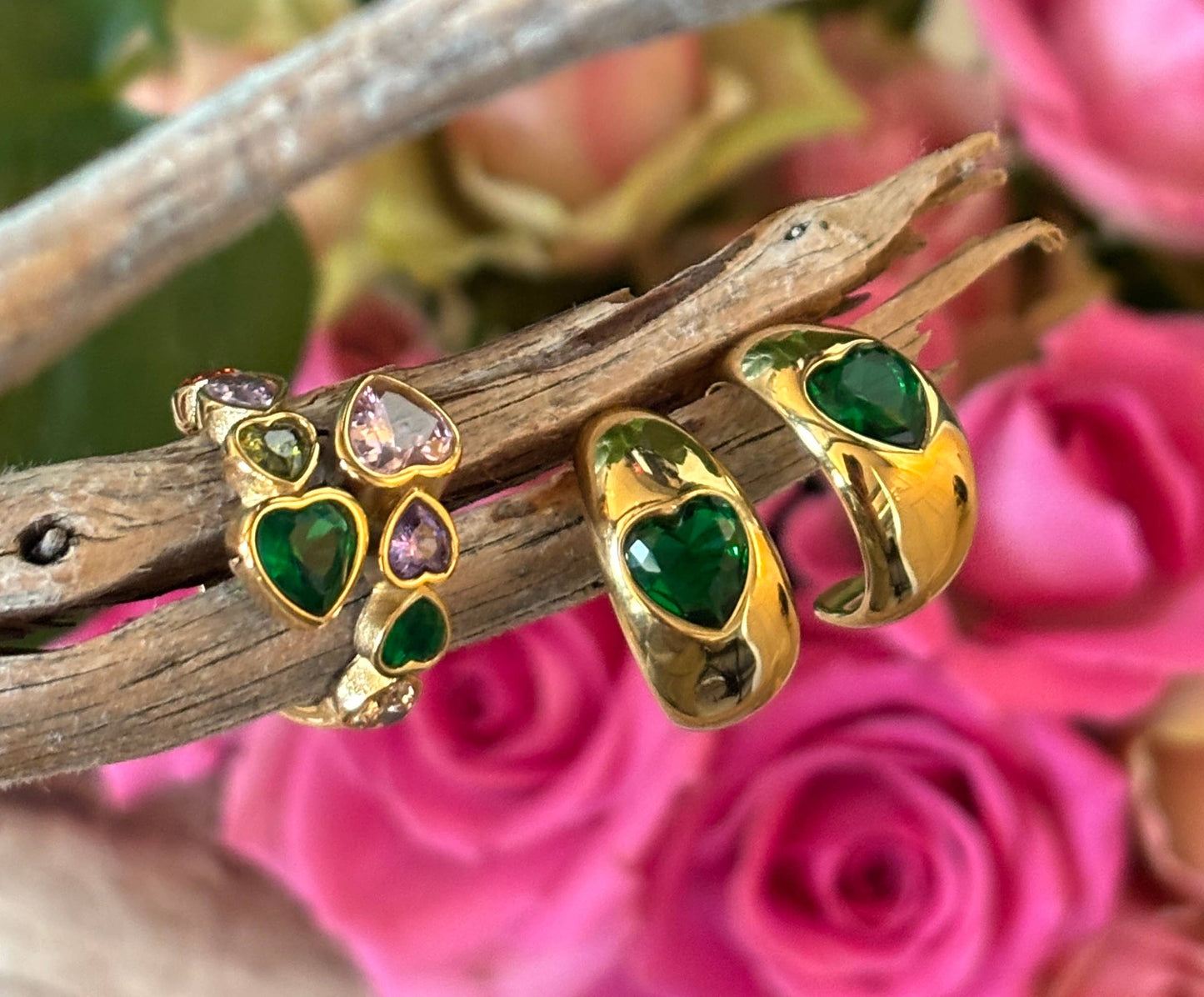 Green Heart Earrings