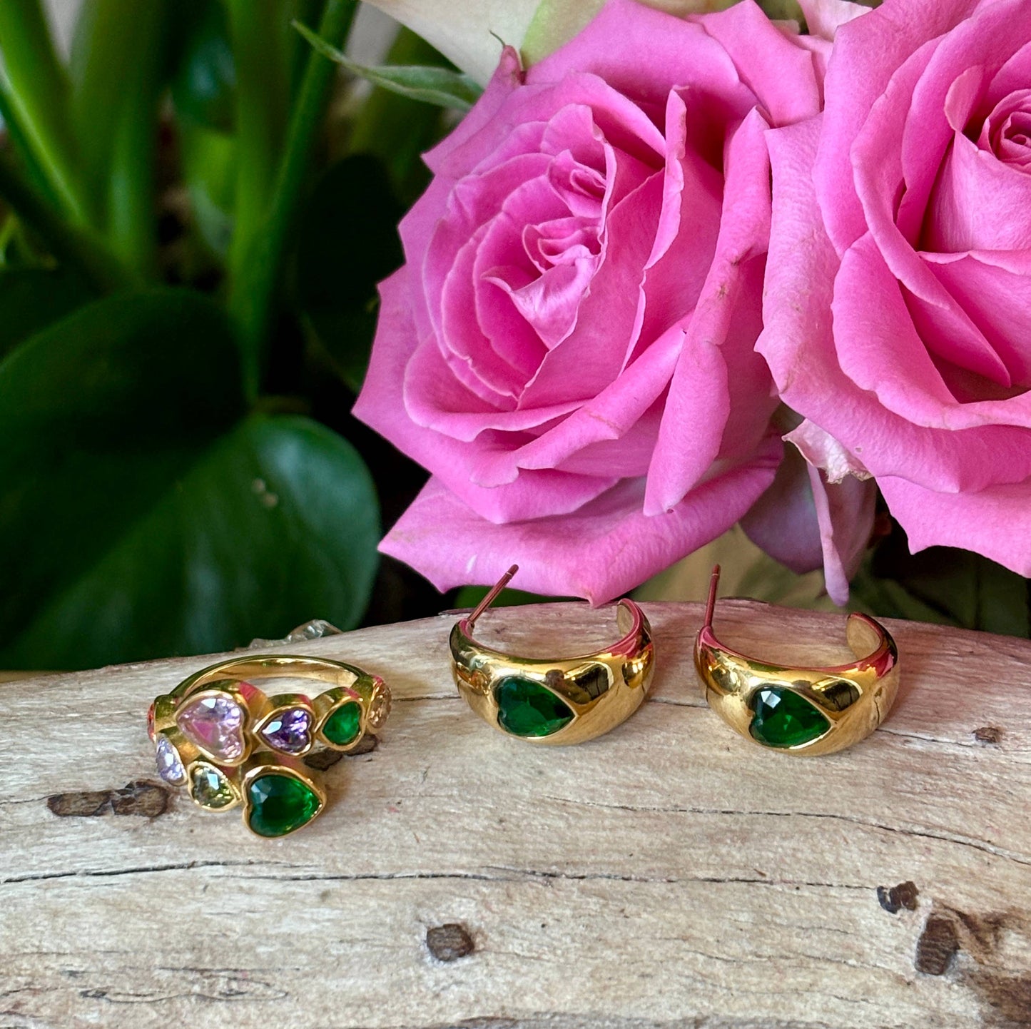 Green Heart Earrings