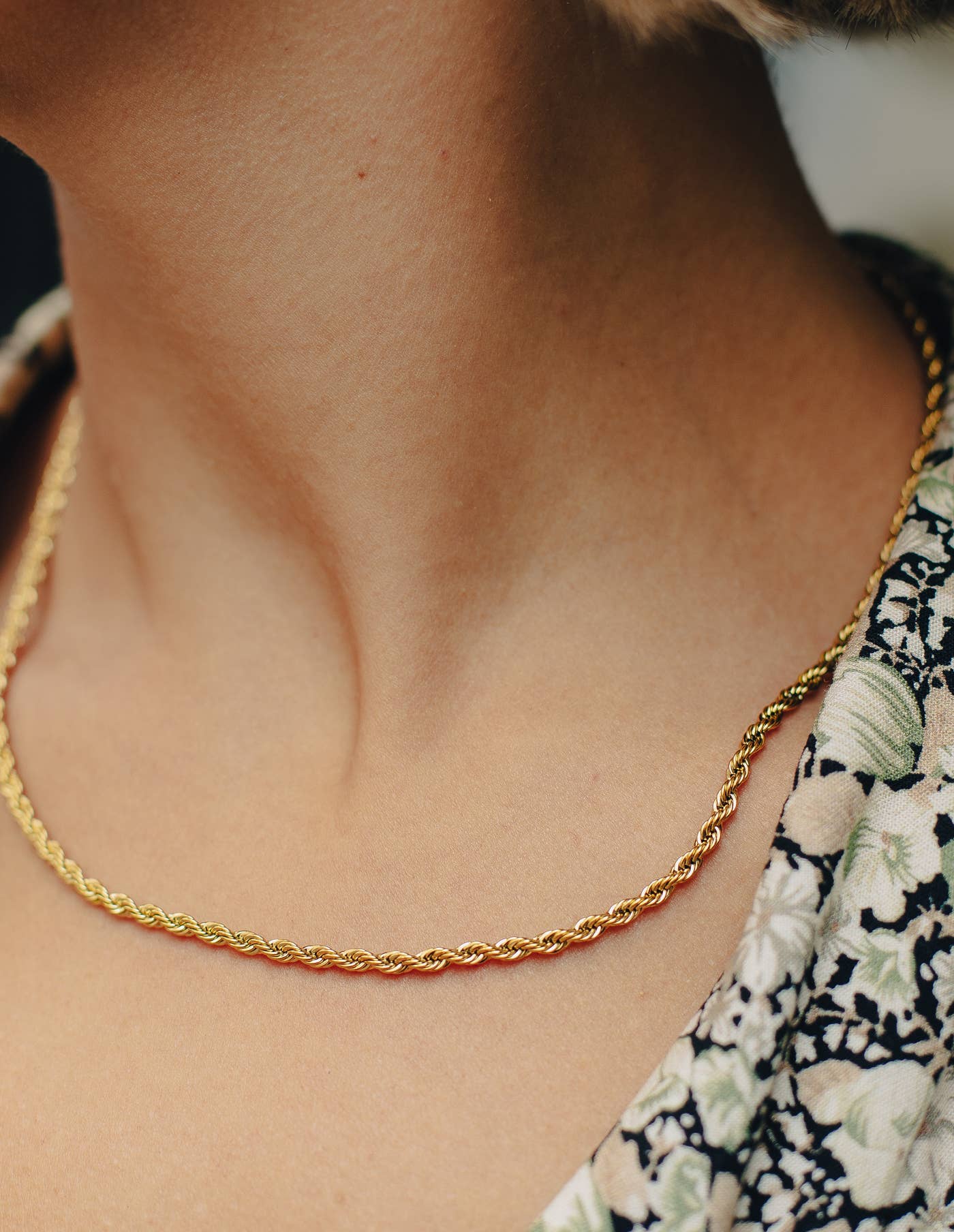 Gold Rope Twist Chain Necklace
