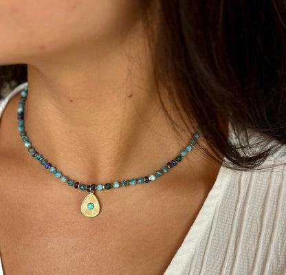 18ct Gold Plated Apatite Beads Necklace   