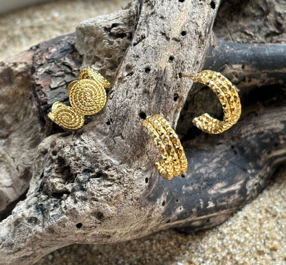 18ct Gold Plated Adjustable Textured Spiral Ring