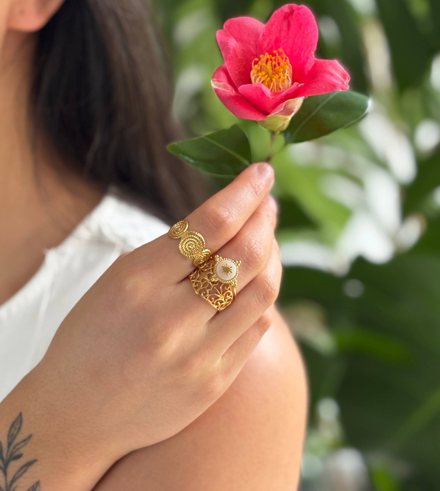 18ct Gold Plated Adjustable Textured Spiral Ring
